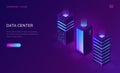 Date center isometric concept, server racks icons Royalty Free Stock Photo