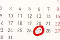 Date Circled On A Calendar. Royalty Free Stock Photo