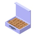 Date fruit box icon isometric vector. Sweet dry