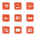 Date information icons set, grunge style