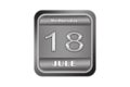 Metal plate with the date Jule 18, Wednesday Royalty Free Stock Photo