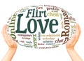 Date Love Romance Love Flirt Online word cloud hand sphere concept