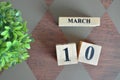 Date of March with leaf on diamond. Royalty Free Stock Photo