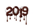 Date of the New Year 2019 made of melted chocolate Royalty Free Stock Photo