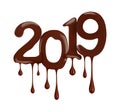 Date of the New Year 2019 year is shown in chocolate version