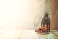 Date palm fruit or kurma , ramadan food , image Vintage style Royalty Free Stock Photo