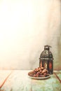 Date palm fruit or kurma , ramadan food , image Vintage style Royalty Free Stock Photo