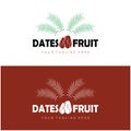 Date palm fruit plant logo design with leaves,seeds and date palm tree isolated background exotic organic plant Royalty Free Stock Photo