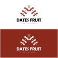 Date palm fruit plant logo design with leaves,seeds and date palm tree isolated background exotic organic plant Royalty Free Stock Photo