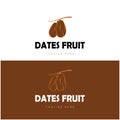 Date palm fruit plant logo design with leaves,seeds and date palm tree isolated background exotic organic plant Royalty Free Stock Photo