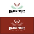 Date palm fruit plant logo design with leaves,seeds and date palm tree isolated background exotic organic plant Royalty Free Stock Photo