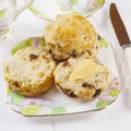Date Scones with Butter Royalty Free Stock Photo