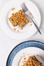 Date squares or Matrimonial cake a traditional Canadian baked dessert from above