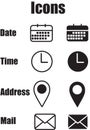Date, Time, Address & Mail Icons