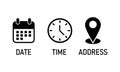 Date, Time, Address or Place Icons Eps10