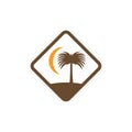date tree fruit palm with crescent moon inside square vector logo design Royalty Free Stock Photo