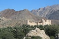 Date trees in front of a fort, Nakhal Fort, Oman Royalty Free Stock Photo