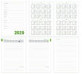 Datebook, Diary daily planner, calendar 2020 year Royalty Free Stock Photo