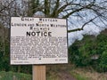 Dated February 1885, a sign from Great Western Railways and London and North Western Railways warns against trespass on their