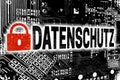 Datenschutz in german privacy policy with circuit board concep Royalty Free Stock Photo