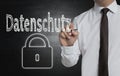 Datenschutz in german Privacy Policy is written by businessman Royalty Free Stock Photo