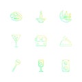 dates , candle , mosque , glass , bus , dish , lollypop , glass, drink , speaker , eps icons set vector