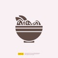dates meal iftar silhouette glyph solid icon for Muslim and Ramadan theme concept. Vector illustration Royalty Free Stock Photo