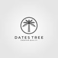 Dates palm tree logo line art vector illustration design, minimalist palm logo design Royalty Free Stock Photo