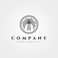 dates palm tree logo line art vector illustration design  minimalist palm logo design Royalty Free Stock Photo