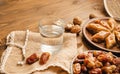 Dates, rosaries and baklava. Ramadan. Selective focus