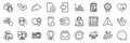 Dating app, Air balloon and Engineering documentation line icons pack. For web app. App line icons. Vector