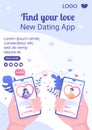 Dating App For a Love Match Flyer Template Flat Design Illustration Editable of Square Background Suitable to Social Media