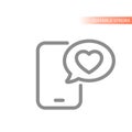 Dating app, online chatting line vector icon