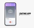 Dating app online mobile concept. Female male profile flat design. Couple match for relationship