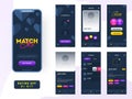 Dating app ui kit for responsive mobile app or website with different gui layout including user category, details, place and user