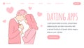 Dating application vector web banner design. Romantic love story, Valentine day landing page concept. Royalty Free Stock Photo