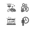 Dating chat, Sound check and Vacuum cleaner icons. Waiting sign. People love, Dj controller, Vacuum-clean. Vector