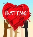 Dating Heart Represents Romantic Sweethearts 3d Illustration