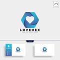 dating love hexagon gradient logo template vector illustration icon element isolated