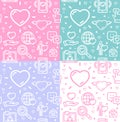 Dating Love Signs Seamless Pattern Background Set. Vector