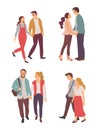 Lovers Walking Together, Couple Feelings Vector