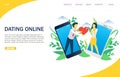 Dating online vector website landing page design template