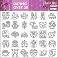 Dating over 30 line icon set, love and relationship symbols collection or sketches. Couple solid line with headline Royalty Free Stock Photo