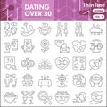 Dating over 30 line icon set, love and relationship symbols collection or sketches. Couple thin line with headline Royalty Free Stock Photo