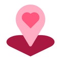 Dating pointer gps pin decorated heart icon vector
