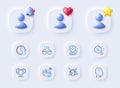 Dating, Psychology and Shields line icons. For web app, printing. Vector