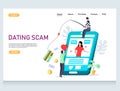 Dating scam vector website landing page design template