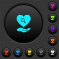 Dating service dark push buttons with color icons