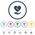 Dating service flat color icons in round outlines