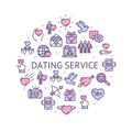 Dating Service Round Design Template Contour Lines Icon Concept. Vector Royalty Free Stock Photo